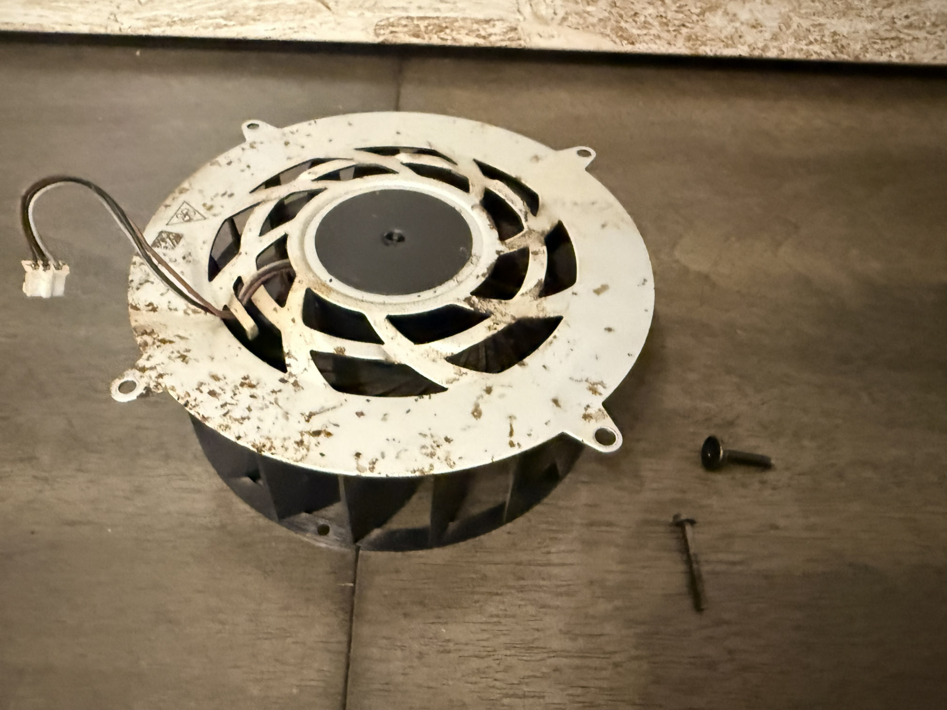 Old Fan — The original fan showed significant dust buildup. (PlayStation 5)